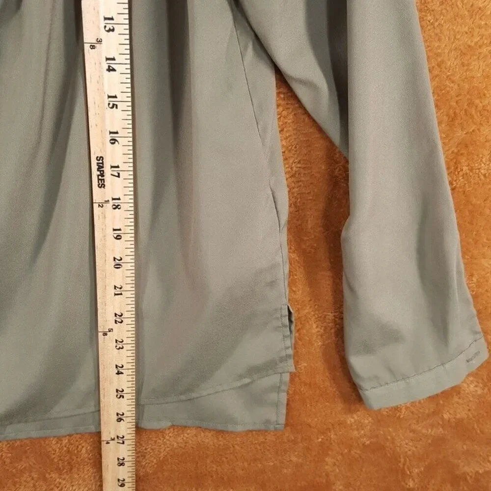 MICHAEL KORS Womens Top Size 4 Green Pullover 1/4 Zip Pleated Draped Blouse
